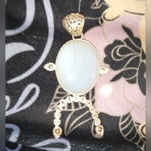 Sold.  New agate pendant set in sterling 5